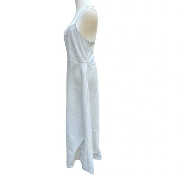 Theory NWT Haranna Cross-Back Dress in Linen Blend Mélange Light Grey Size 10 - Picture 5 of 16
